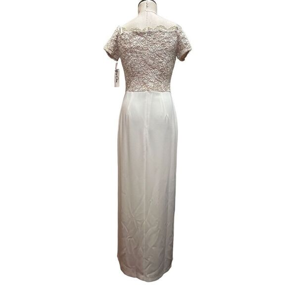 Vtg Jeffrey & Dara Evenings Tom Barra Ivory Gold Off Shoulder Formal Dress New 6 - Picture 6 of 10